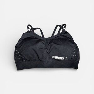 Gymshark Energy Seamless Strappy Mesh Black Padded Sports Bra Size S